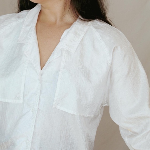 Diane von Furstenberg Vintage Button Up Top Panels Roll Tab Crinkle Fabric 16 - Picture 2 of 11